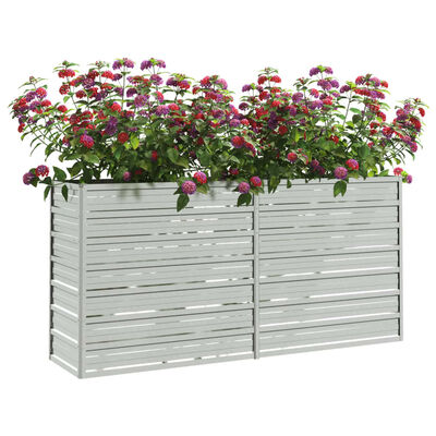 vidaXL Garden Raised Bed 160x40x77 cm Galvanized Steel Silver