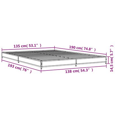 vidaXL Bed Frame without Mattress Smoked Oak 135x190 cm Double