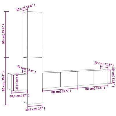 vidaXL 5 Piece TV Cabinet Set Brown Oak Engineered Wood