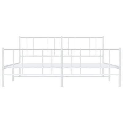 vidaXL Metal Bed Frame without Mattress with Footboard White 193x203 cm