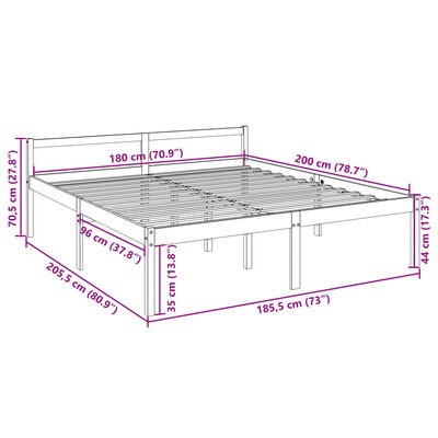 vidaXL Senior Bed without Mattress White 180x200 cm Super King Size