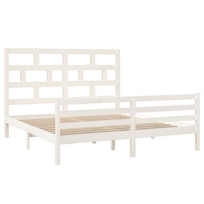 vidaXL Bed Frame without Mattress White Solid Wood Super King Size