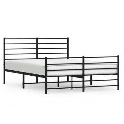 vidaXL Metal Bed Frame without Mattress with Footboard Black 140x200 cm