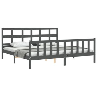 vidaXL Bed Frame without Mattress Grey 200x200 cm Solid Wood Pine