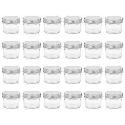 vidaXL Glass Jam Jars with Silver Lids 24 pcs 110 ml