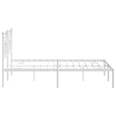 vidaXL Metal Bed Frame without Mattress with Headboard White 140x190 cm