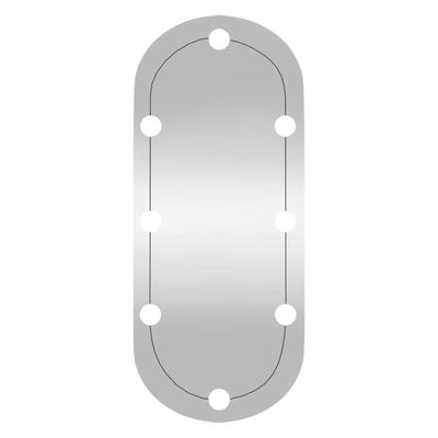 vidaXL Wall Mirror with LED Lights 30x70 cm Glass Oval