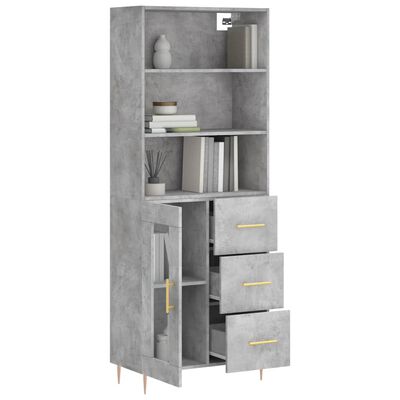 vidaXL Highboard Concrete Grey 69.5x34x180 cm Engineered Wood