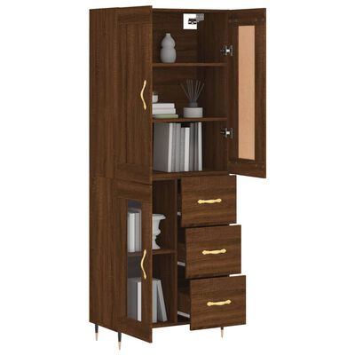 vidaXL Highboard Brown Oak 69.5x34x180 cm Engineered Wood