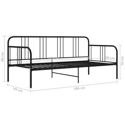 vidaXL Sofa Bed Frame without Mattress Black Metal 90x200 cm