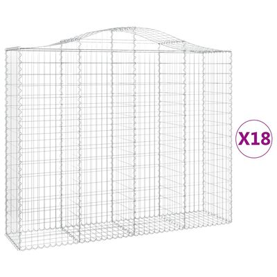 vidaXL Arched Gabion Baskets 18 pcs 200x50x160/180 cm Galvanised Iron