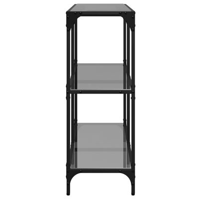 vidaXL Console Table with Black Glass Top 98x30x81 cm Steel