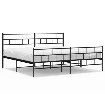 vidaXL Metal Bed Frame without Mattress with Footboard Black 193x203 cm