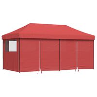 vidaXL Foldable Party Tent Pop-Up with 4 Sidewalls Burgundy