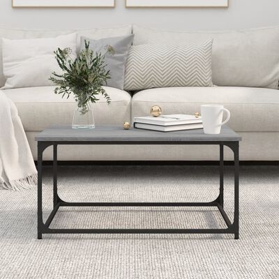 vidaXL Coffee Table Grey Sonoma 80x50x40 cm Engineered Wood and Iron