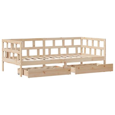 vidaXL Daybed with Drawers without Mattress 90x200 cm Solid Wood