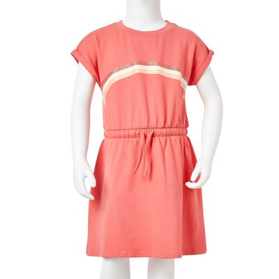 Kids' Dress with Drawstring Coral 116