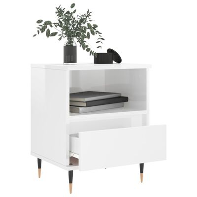 vidaXL Bedside Cabinet High Gloss White 40x35x50 cm Engineered Wood