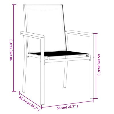vidaXL Garden Chairs 4 pcs Black 55x61.5x90 cm Textilene and Steel