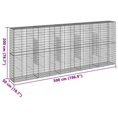 vidaXL Gabion Basket with Cover 500x50x200 cm Galvanised Iron