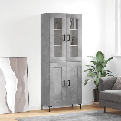 vidaXL Highboard Concrete Grey 69.5x34x180 cm Engineered Wood