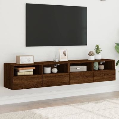 vidaXL TV Wall Cabinets 2 pcs Brown Oak 80x30x30 cm Engineered Wood