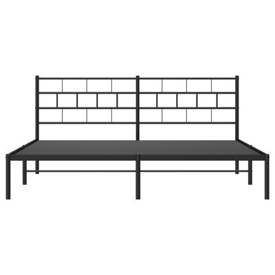 vidaXL Metal Bed Frame without Mattress with Headboard Black 183x213 cm