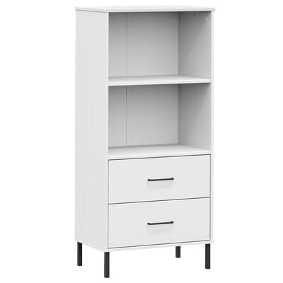 vidaXL Bookcase with 2 Drawers White 60x35x128.5 cm Solid Wood OSLO