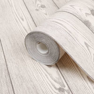 vidaXL Wallpaper 3D Wood Grain Grey 10x0.53 m Non-woven