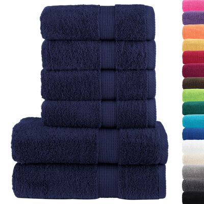 vidaXL 6 Piece Premium Towel Set SOLUND Navy Blue 600 gsm