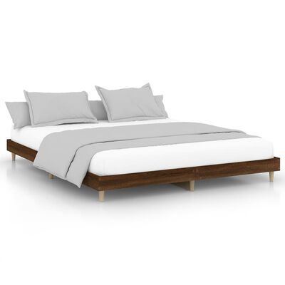 vidaXL Bed Frame without Mattress Brown Oak 200x200 cm Engineered Wood