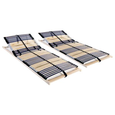 vidaXL Slatted Bed Bases without Mattress 2 pcs with 42 Slats 80x200 cm