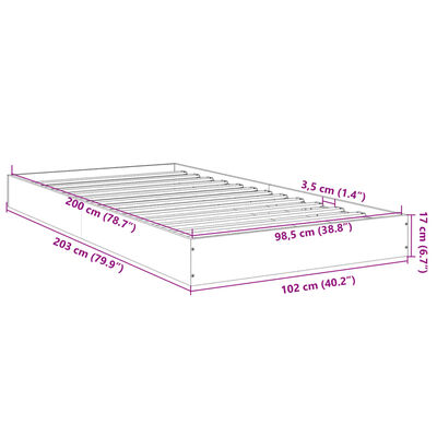 vidaXL Bed Frame without Mattress Black 100x200 cm Engineered Wood