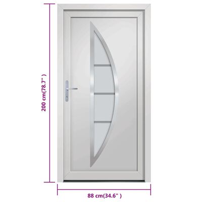 vidaXL Front Door White 88x200 cm PVC