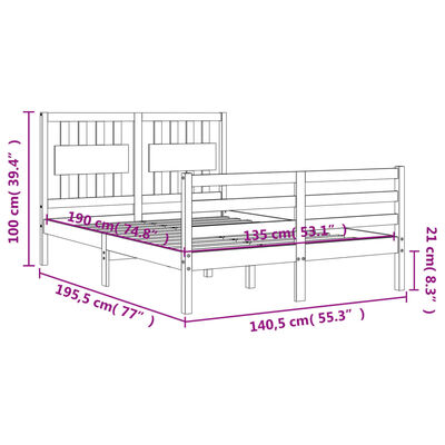 vidaXL Bed Frame without Mattress Double Solid Wood