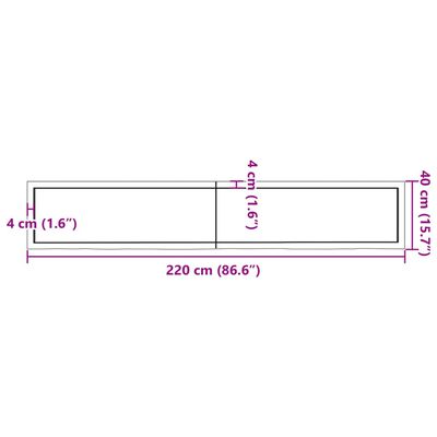 vidaXL Wall Shelf Light Brown 220x40x(2-6) cm Treated Solid Wood Oak