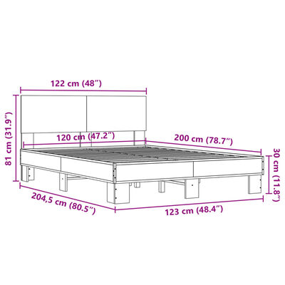 vidaXL Bed Frame without Mattress Brown Oak 120x200 cm