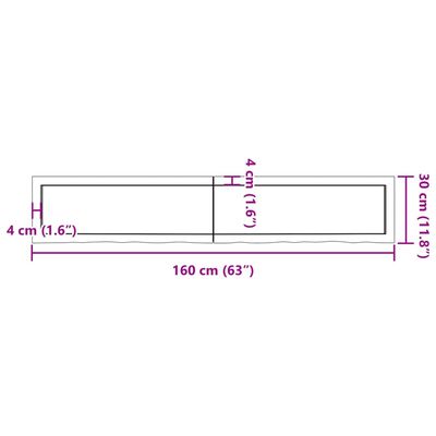 vidaXL Wall Shelf Light Brown 160x30x(2-4) cm Treated Solid Wood Oak