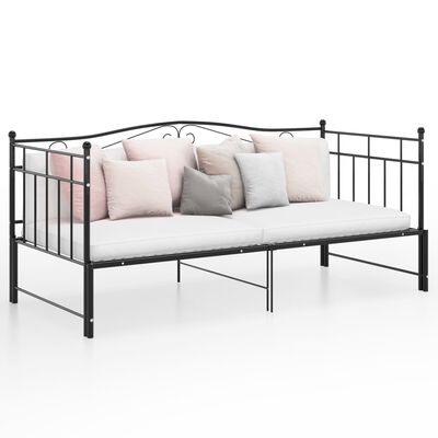 vidaXL Pull-out Sofa Bed Frame without Mattress Black Metal 90x200 cm