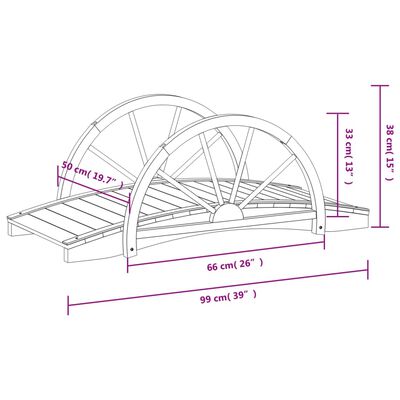 vidaXL Garden Bridge with Half-wheel 99x50x38 cm Solid Wood Fir