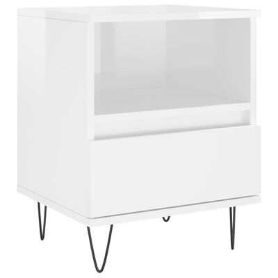 vidaXL Bedside Cabinet High Gloss White 40x35x50 cm Engineered Wood