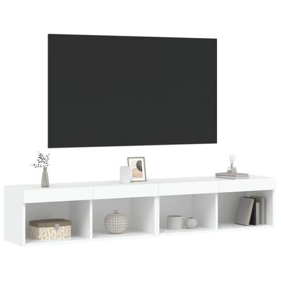 vidaXL TV Cabinets with LED Lights 2 pcs White 80x30x30 cm