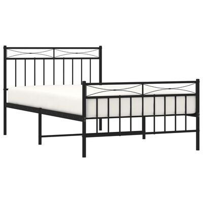 vidaXL Metal Bed Frame without Mattress with Footboard Black 100x200 cm