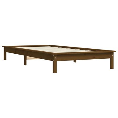 vidaXL Bed Frame without Mattress Honey Brown Small Single Solid Wood