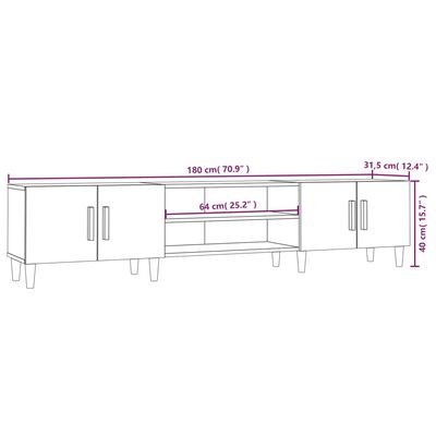 vidaXL TV Cabinet Brown Oak 180x31.5x40 cm Engineered Wood