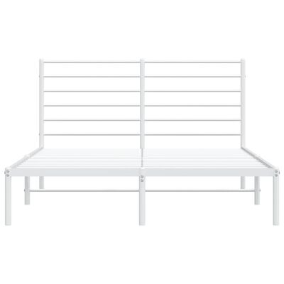 vidaXL Metal Bed Frame without Mattress with Headboard White 150x200 cm King Size