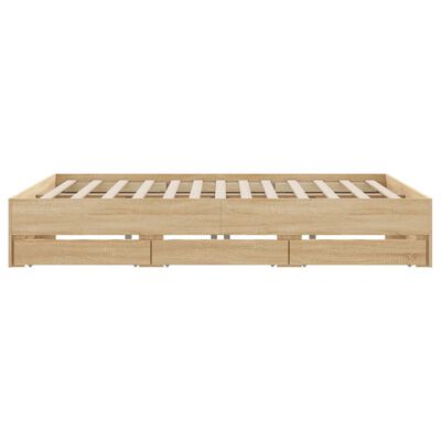 vidaXL Bed Frame with Drawers without Mattress Sonoma Oak 180x200 cm Super King