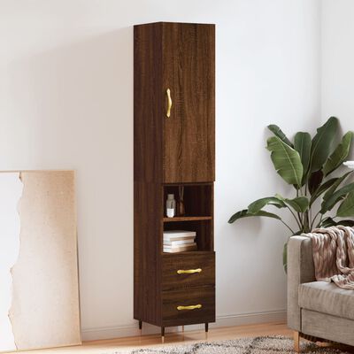 vidaXL Highboard Brown Oak 34.5x34x180 cm Engineered Wood