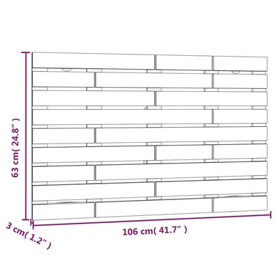 vidaXL Wall Headboard 106x3x63 cm Solid Wood Pine