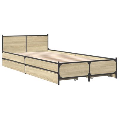 vidaXL Bed Frame with Drawers without Mattress Sonoma Oak 100x200 cm